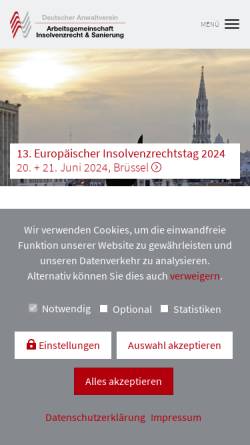 Vorschau der mobilen Webseite arge-insolvenzrecht.de, Arge Insolvenzrecht und Sanierung
