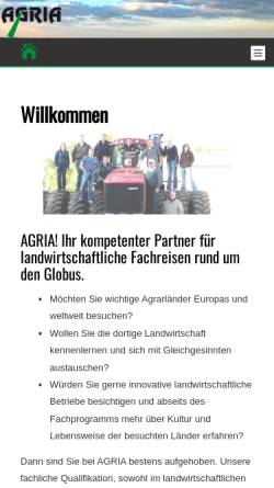 Vorschau der mobilen Webseite www.agria-tours.at, Agria Reisebüro und Handelsgesellschaft mbH