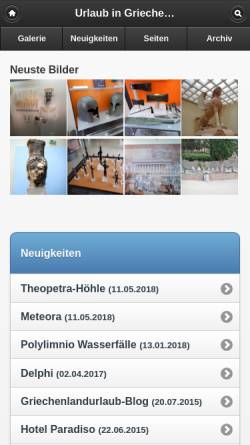 Vorschau der mobilen Webseite www.griechenlandurlaub.net, Die Griechenlandseite der Familie Henne [Alexander Henne]