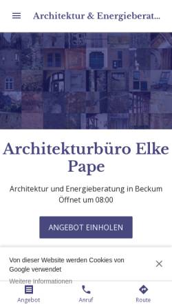Vorschau der mobilen Webseite architektur-energieberatung-dipl-ing-elke-pape.business.site, Pape, Elke