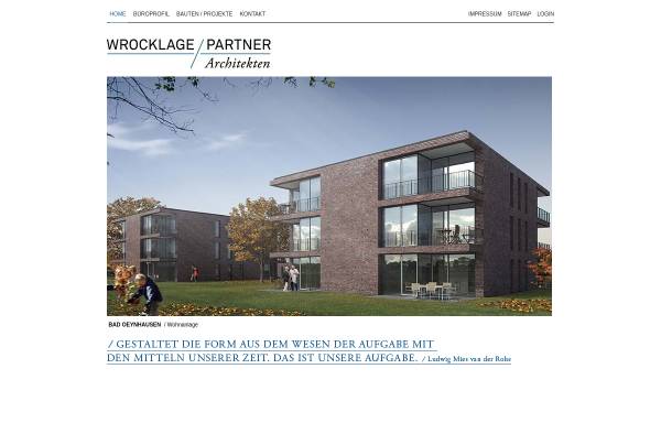 Vorschau von www.wrocklage-architekten.de, Wrocklage + Partner