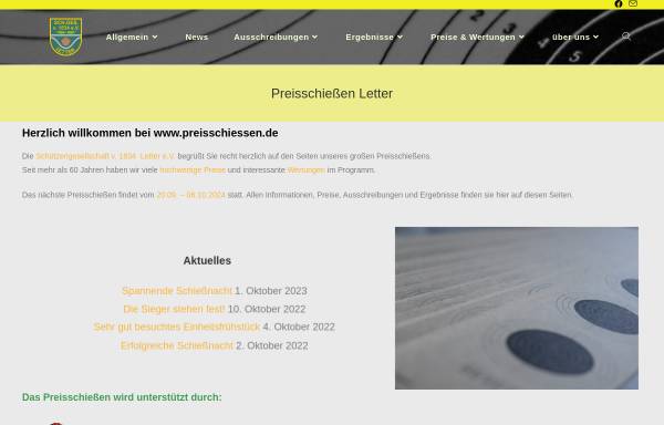 Vorschau von www.preisschiessen.de, Preisschießen für Jedermann der Schützengesellschaft Letter