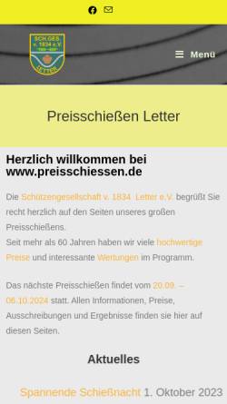 Vorschau der mobilen Webseite www.preisschiessen.de, Preisschießen für Jedermann der Schützengesellschaft Letter