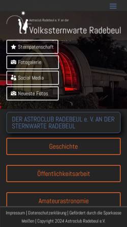 Vorschau der mobilen Webseite www.astroclub-radebeul.de, Astroclub Radebeul e.V.