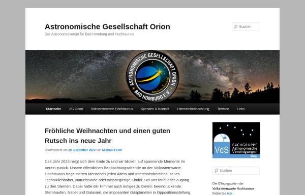 Vorschau von www.agorion.de, Astronomische Gesellschaft Orion Bad Homburg.e.V.