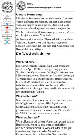 Vorschau der mobilen Webseite www.avwm.org, Astronomische Vereinigung West-München (AVWM)