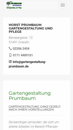 Vorschau der mobilen Webseite www.gartengestaltung-prumbaum.de, Horst Prumbaum