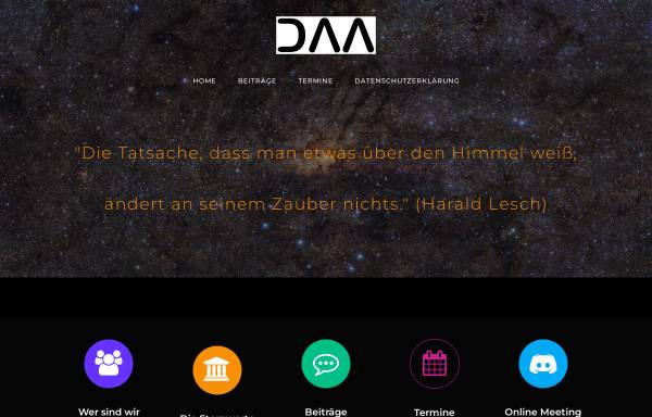 Vorschau von www.sternwarte-dinslaken.de, Dinslakener Amateur Astronomen (DAA)