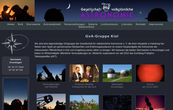 Vorschau von www.gva-kiel.de, Gesellschaft für volkstümliche Astronomie Kiel