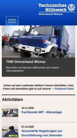 Vorschau der mobilen Webseite www.thw-wismar.de, THW Ortsverband Wismar