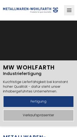 Vorschau der mobilen Webseite www.mw-wohlfarth.de, Metallwaren-Wohlfarth, Inh. Lothar Wohlfarth