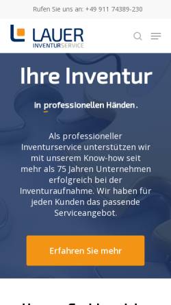 Vorschau der mobilen Webseite www.lauer-inventurservice.de, Dipl.- Volkswirt J. Lauer Nachf. GmbH & Co. KG