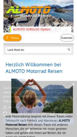 Vorschau der mobilen Webseite www.almoto.de, ALMOTO Motorrad Reisen