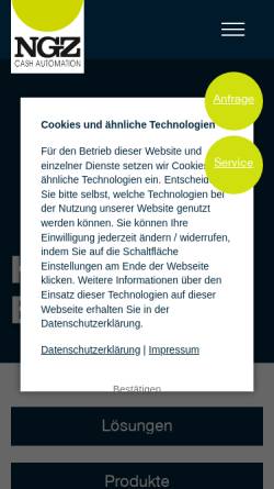 Vorschau der mobilen Webseite www.ngz-cash.de, NGZ Geldzählmaschinengesellschaft mbH & Co. KG