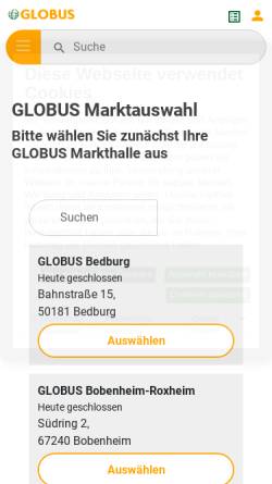 Vorschau der mobilen Webseite www.globus.net, Globus SB Warenhaus Holding GmbH & Co. KG