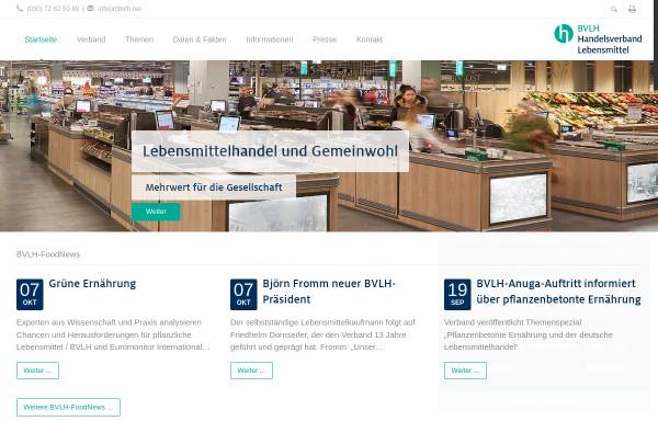 Vorschau von www.bvlh.net, Bundesverband des Deutschen Lebensmittelhandels e.V.