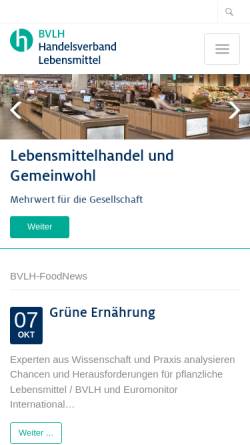 Vorschau der mobilen Webseite www.bvlh.net, Bundesverband des Deutschen Lebensmittelhandels e.V.