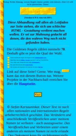 Vorschau der mobilen Webseite www.karzauninkat.com, Die Goldenenen Regeln für schlechtes HTML