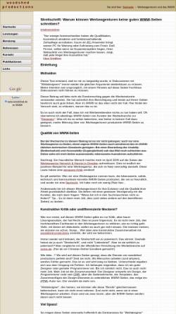 Vorschau der mobilen Webseite www.woodshed.de, Warum können Werbeagenturen keine guten WWW-Seiten schreiben?