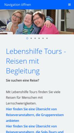 Vorschau der mobilen Webseite www.lebenshilfe-tours.de, Lebenshilfe Tours