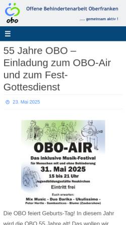 Vorschau der mobilen Webseite obo-web.de, Offene Behindertenarbeit Oberfranken