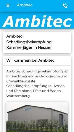Vorschau der mobilen Webseite www.ambitec.de, Ambitec Schädlingsbekämpfung