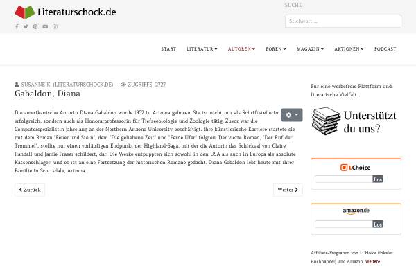Vorschau von www.literaturschock.de, Literaturschock.de: Diana Gabaldon