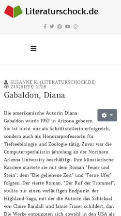 Vorschau der mobilen Webseite www.literaturschock.de, Literaturschock.de: Diana Gabaldon