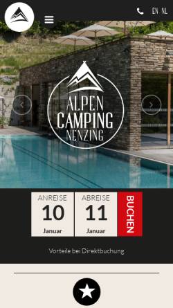 Vorschau der mobilen Webseite www.alpencamping.at, Alpencamping Nenzing