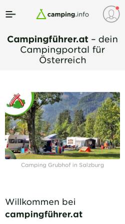 Vorschau der mobilen Webseite www.campsite.at, Campingfuehrer.at