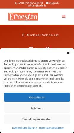 Vorschau der mobilen Webseite www.magisch-schoen.de, Ernestin