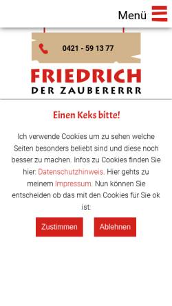 Vorschau der mobilen Webseite www.friedrich-der-zauberer.de, Friedrich