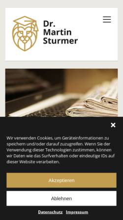 Vorschau der mobilen Webseite sturmer.at, Werbetext - Martin Sturmer