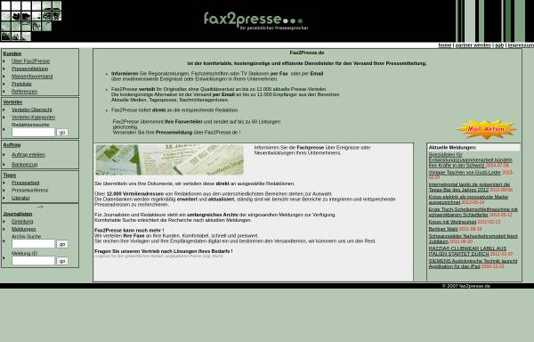 Vorschau von www.fax2presse.de, Fax2Presse - KM-Line Internetservice
