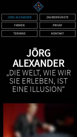 Vorschau der mobilen Webseite www.zauberkunst.de, Jörg Alexander