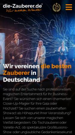 Vorschau der mobilen Webseite www.die-zauberer.de, Kelly Entertainment - Fabian Kelly