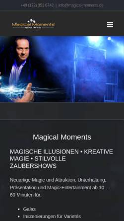 Vorschau der mobilen Webseite www.magical-moments.de, Magical Moments