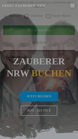 Vorschau der mobilen Webseite zweizauberer.de, Die Zaubertrixxer - Albin Zinnecker und Ingo Brehm