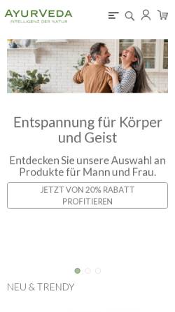 Vorschau der mobilen Webseite veda.ch, Ayur-Veda AG, Schweiz