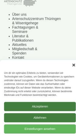 Vorschau der mobilen Webseite ag-artenschutz.de, Arbeitsgruppe Artenschutz Thüringen e.V.