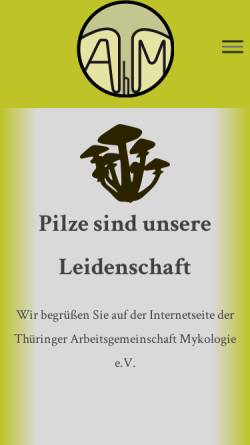 Vorschau der mobilen Webseite www.tham-thueringen.de, Thüringer Arbeitsgemeinschaft für Mykologie