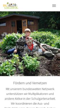 Vorschau der mobilen Webseite www.bag-schulgarten.de, Bundesarbeitsgemeinschaft Schulgarten (BAGS)