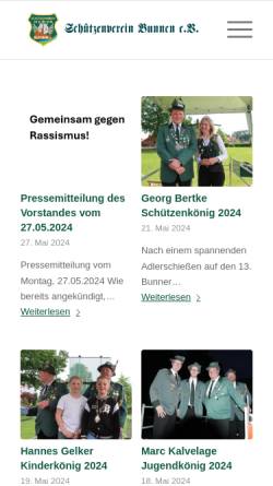 Vorschau der mobilen Webseite schuetzenverein.bunnen.de, Schützenverein Bunnen e.V.