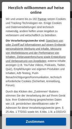 Vorschau der mobilen Webseite www.heise.de, c't Browser-Check