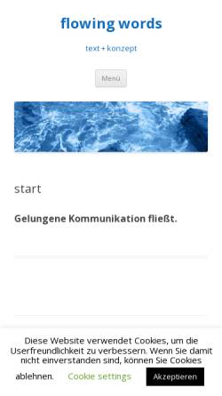 Vorschau der mobilen Webseite www.flowingwords.de, Flowing Words - Julia Jahnz und Doreen Goldbeck GbR