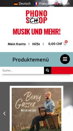 Vorschau der mobilen Webseite phono-schop.ch, Phono-Vertriebs GmbH