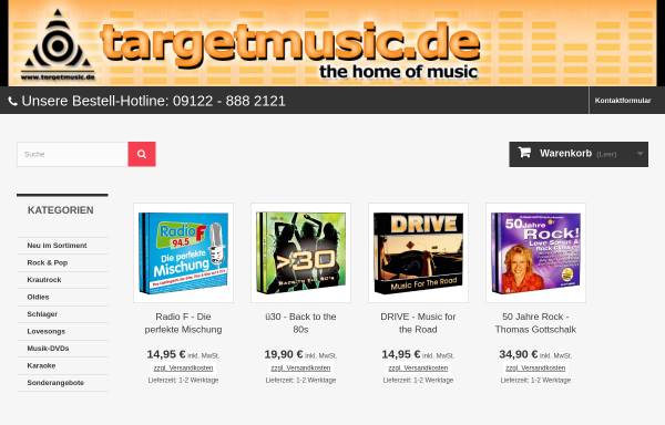 Vorschau von www.targetmusic.de, Target Music Distribution Versandhandels GmbH