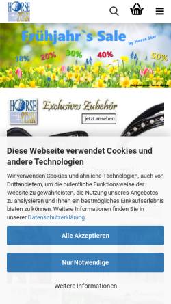 Vorschau der mobilen Webseite www.horsestar.de, Horse Star Reitsport GmbH - Heinz Lahr