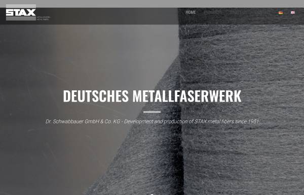 Vorschau von www.stax.de, STAX Deutsches Metallfaserwerk Dr. Schwabbauer GmbH & Co.