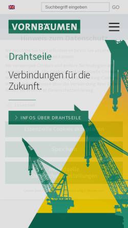Vorschau der mobilen Webseite www.vornbaeumen.de, Vornbäumen-Stahlseile GmbH & Co. KG